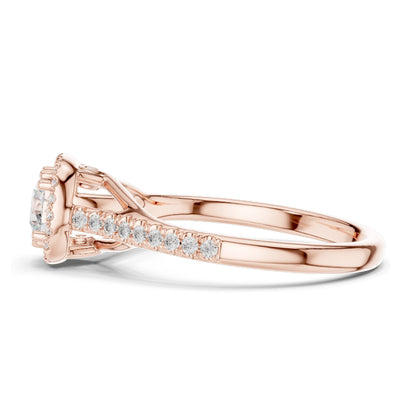 0.79 CT Lab Diamond Cushion Cut Halo Engagement Ring for Women | VVS-VS EF Clarity | 18KT, 14KT, 10KT Gold & 925 Silver | Rose, Yellow, White Gold & Moissanite Options