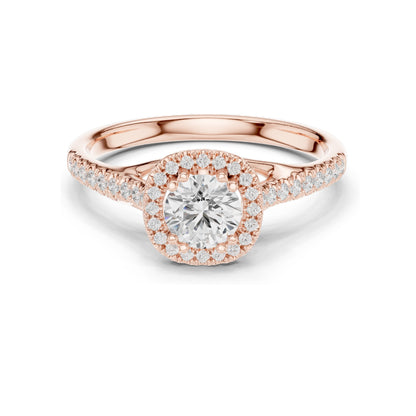 0.79 CT Lab Diamond Cushion Cut Halo Engagement Ring for Women | VVS-VS EF Clarity | 18KT, 14KT, 10KT Gold & 925 Silver | Rose, Yellow, White Gold & Moissanite Options
