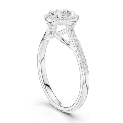 0.79 CT Lab Diamond Cushion Cut Halo Engagement Ring for Women | VVS-VS EF Clarity | 18KT, 14KT, 10KT Gold & 925 Silver | Rose, Yellow, White Gold & Moissanite Options