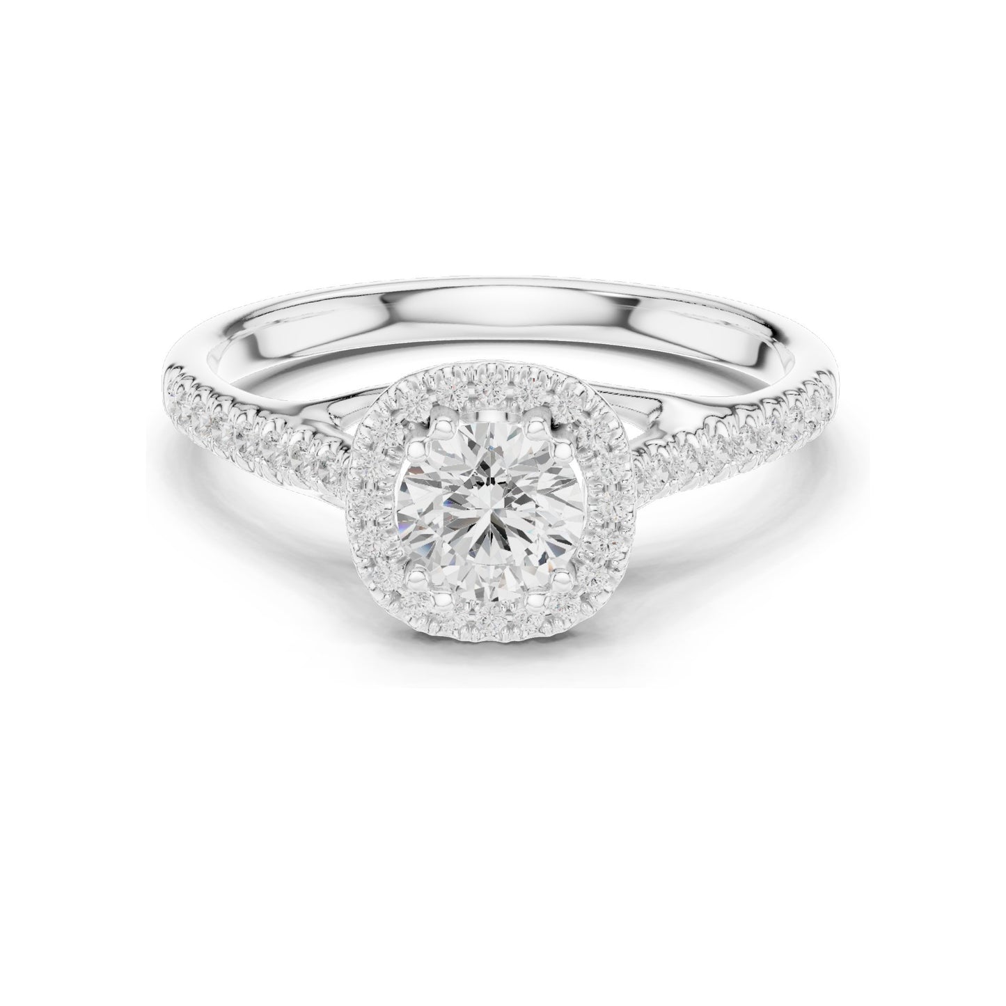 0.79 CT Lab Diamond Cushion Cut Halo Engagement Ring for Women | VVS-VS EF Clarity | 18KT, 14KT, 10KT Gold & 925 Silver | Rose, Yellow, White Gold & Moissanite Options