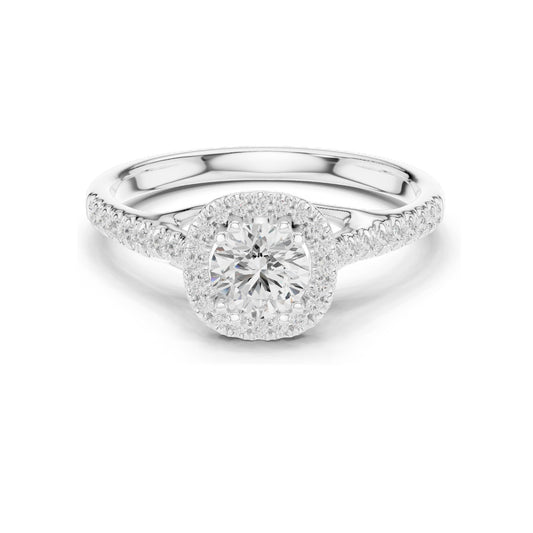 0.79 CT Lab Diamond Cushion Cut Halo Engagement Ring for Women | VVS-VS EF Clarity | 18KT, 14KT, 10KT Gold & 925 Silver | Rose, Yellow, White Gold & Moissanite Options