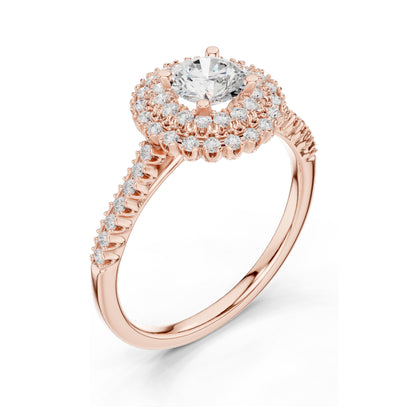 1.03 CT Round Brilliant Lab Diamond Halo Engagement Ring | VVS-VS EF Clarity | 18KT, 14KT, 10KT Gold & 925 Silver | Rose, Yellow, White Gold & Moissanite Options