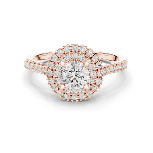 1.03 CT Round Brilliant Lab Diamond Halo Engagement Ring | VVS-VS EF Clarity | 18KT, 14KT, 10KT Gold & 925 Silver | Rose, Yellow, White Gold & Moissanite Options