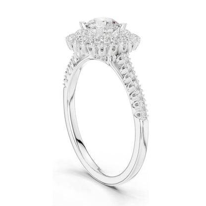 1.03 CT Round Brilliant Lab Diamond Halo Engagement Ring | VVS-VS EF Clarity | 18KT, 14KT, 10KT Gold & 925 Silver | Rose, Yellow, White Gold & Moissanite Options
