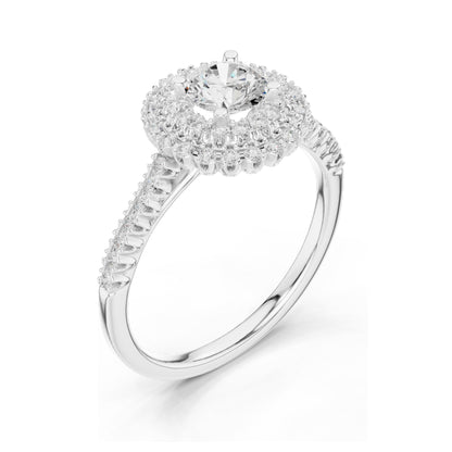 1.03 CT Round Brilliant Lab Diamond Halo Engagement Ring | VVS-VS EF Clarity | 18KT, 14KT, 10KT Gold & 925 Silver | Rose, Yellow, White Gold & Moissanite Options