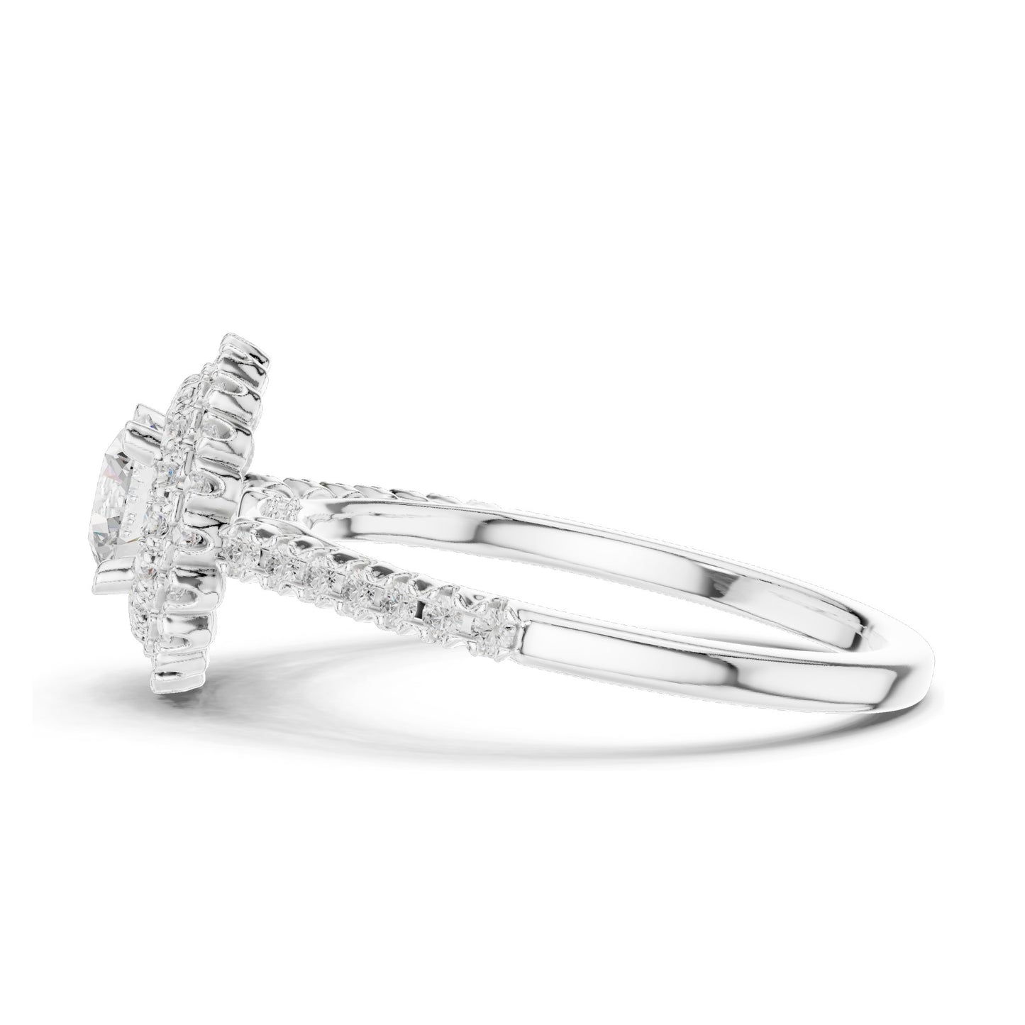 1.03 CT Round Brilliant Lab Diamond Halo Engagement Ring | VVS-VS EF Clarity | 18KT, 14KT, 10KT Gold & 925 Silver | Rose, Yellow, White Gold & Moissanite Options