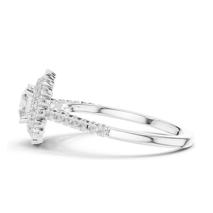 1.03 CT Round Brilliant Lab Diamond Halo Engagement Ring | VVS-VS EF Clarity | 18KT, 14KT, 10KT Gold & 925 Silver | Rose, Yellow, White Gold & Moissanite Options