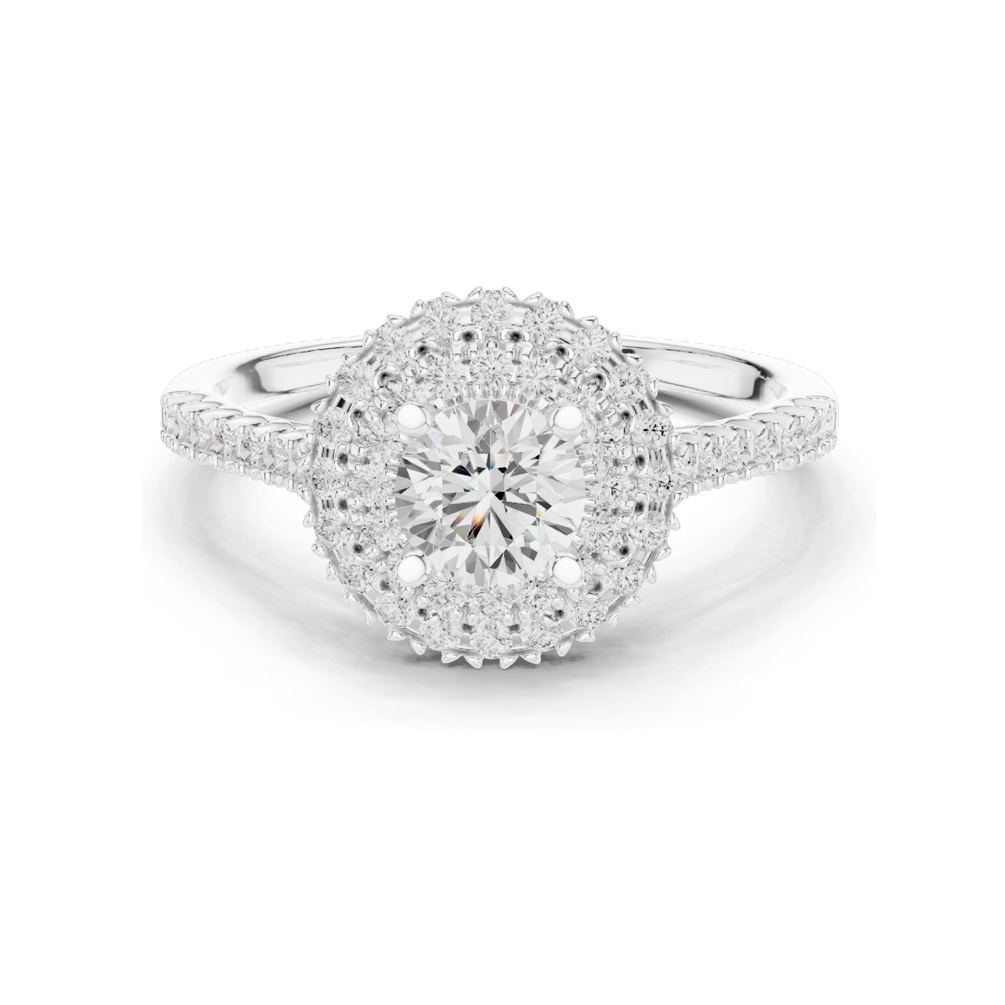 1.03 CT Round Brilliant Lab Diamond Halo Engagement Ring | VVS-VS EF Clarity | 18KT, 14KT, 10KT Gold & 925 Silver | Rose, Yellow, White Gold & Moissanite Options
