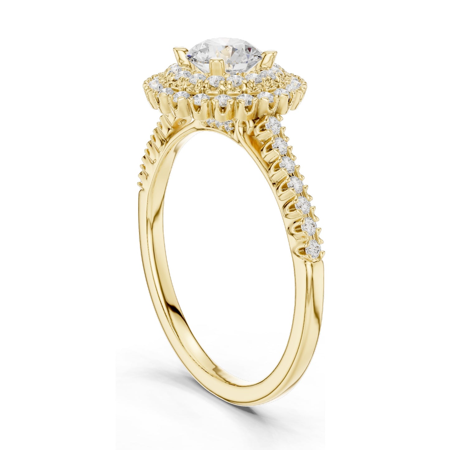 1.03 CT Round Brilliant Lab Diamond Halo Engagement Ring | VVS-VS EF Clarity | 18KT, 14KT, 10KT Gold & 925 Silver | Rose, Yellow, White Gold & Moissanite Options