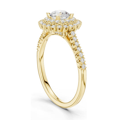 1.03 CT Round Brilliant Lab Diamond Halo Engagement Ring | VVS-VS EF Clarity | 18KT, 14KT, 10KT Gold & 925 Silver | Rose, Yellow, White Gold & Moissanite Options