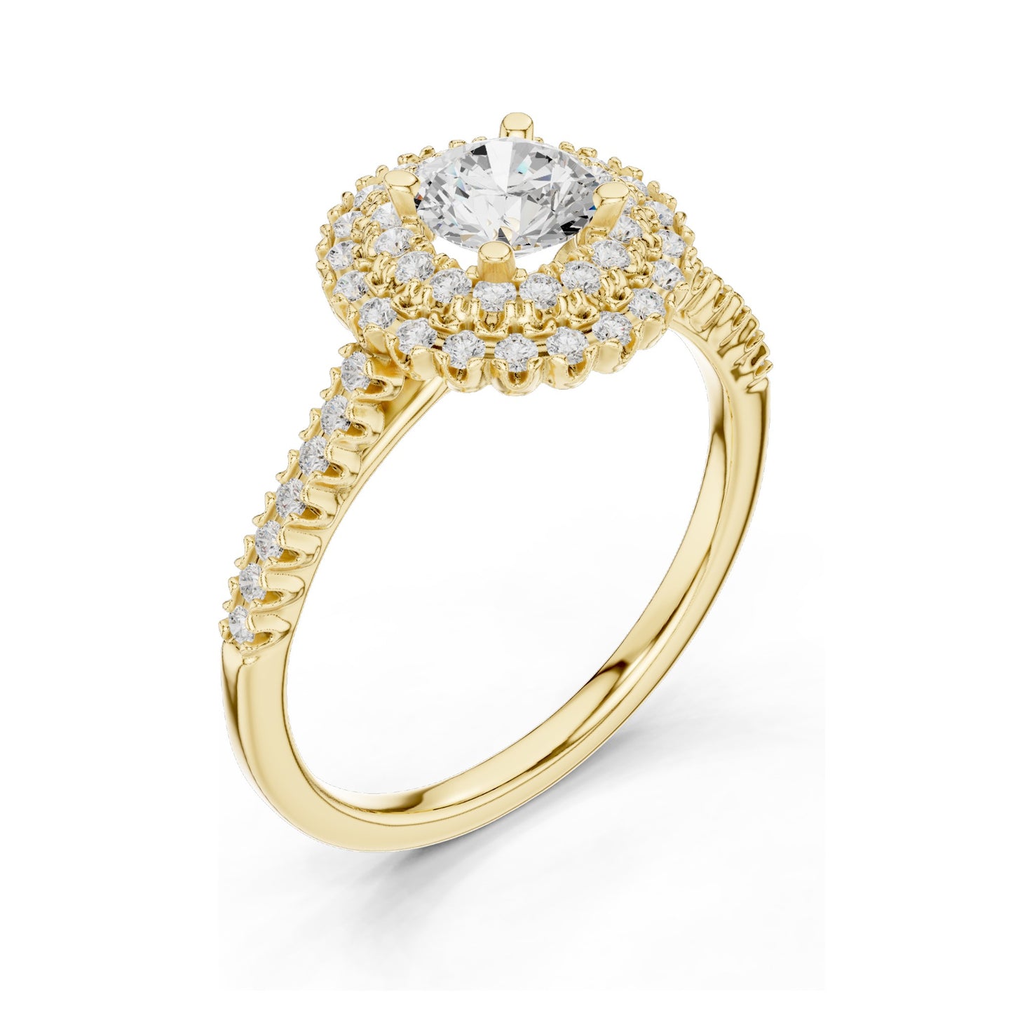 1.03 CT Round Brilliant Lab Diamond Halo Engagement Ring | VVS-VS EF Clarity | 18KT, 14KT, 10KT Gold & 925 Silver | Rose, Yellow, White Gold & Moissanite Options
