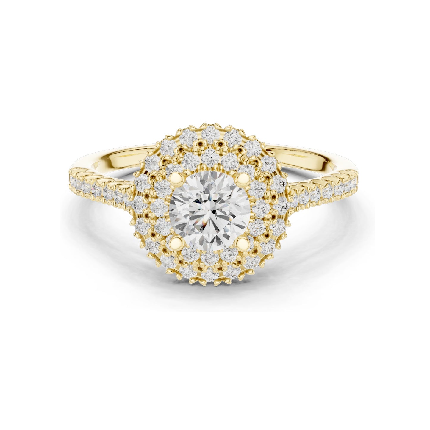 1.03 CT Round Brilliant Lab Diamond Halo Engagement Ring | VVS-VS EF Clarity | 18KT, 14KT, 10KT Gold & 925 Silver | Rose, Yellow, White Gold & Moissanite Options