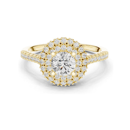 1.03 CT Round Brilliant Lab Diamond Halo Engagement Ring | VVS-VS EF Clarity | 18KT, 14KT, 10KT Gold & 925 Silver | Rose, Yellow, White Gold & Moissanite Options