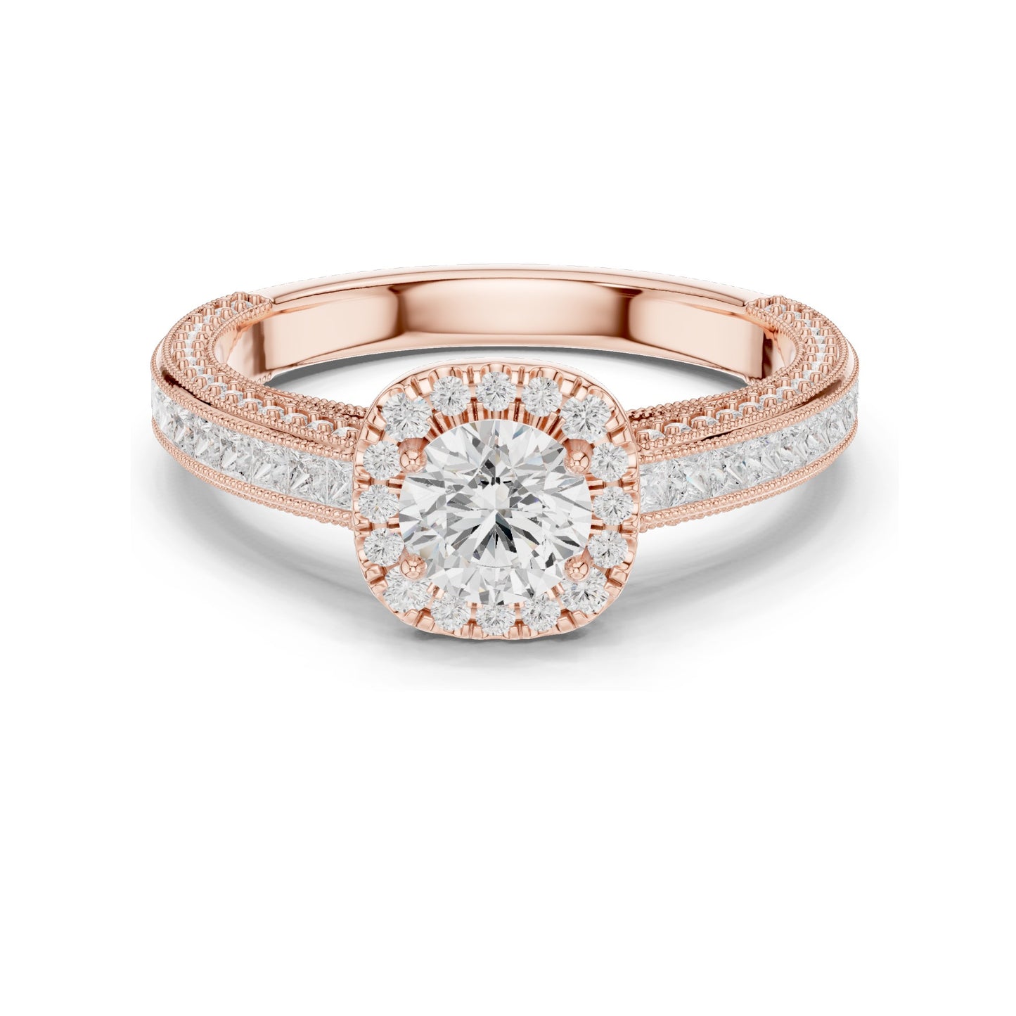 1.57 CT Cushion Cut Lab Diamond Halo Engagement Ring | VVS-VS EF Clarity | 18KT, 14KT, 10KT Gold & 925 Silver | Moissanite & Custom Gold Options