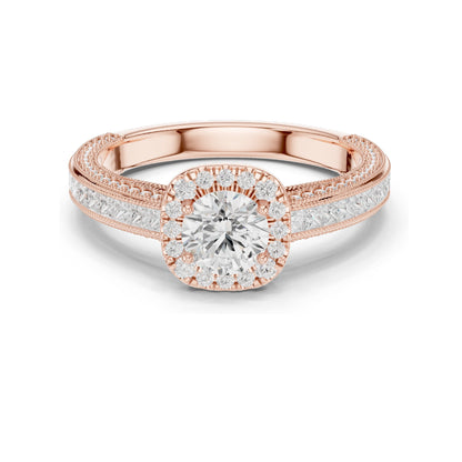 1.57 CT Cushion Cut Lab Diamond Halo Engagement Ring | VVS-VS EF Clarity | 18KT, 14KT, 10KT Gold & 925 Silver | Moissanite & Custom Gold Options