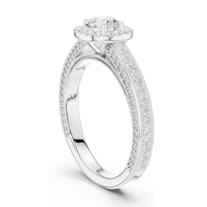 1.57 CT Cushion Cut Lab Diamond Halo Engagement Ring | VVS-VS EF Clarity | 18KT, 14KT, 10KT Gold & 925 Silver | Moissanite & Custom Gold Options