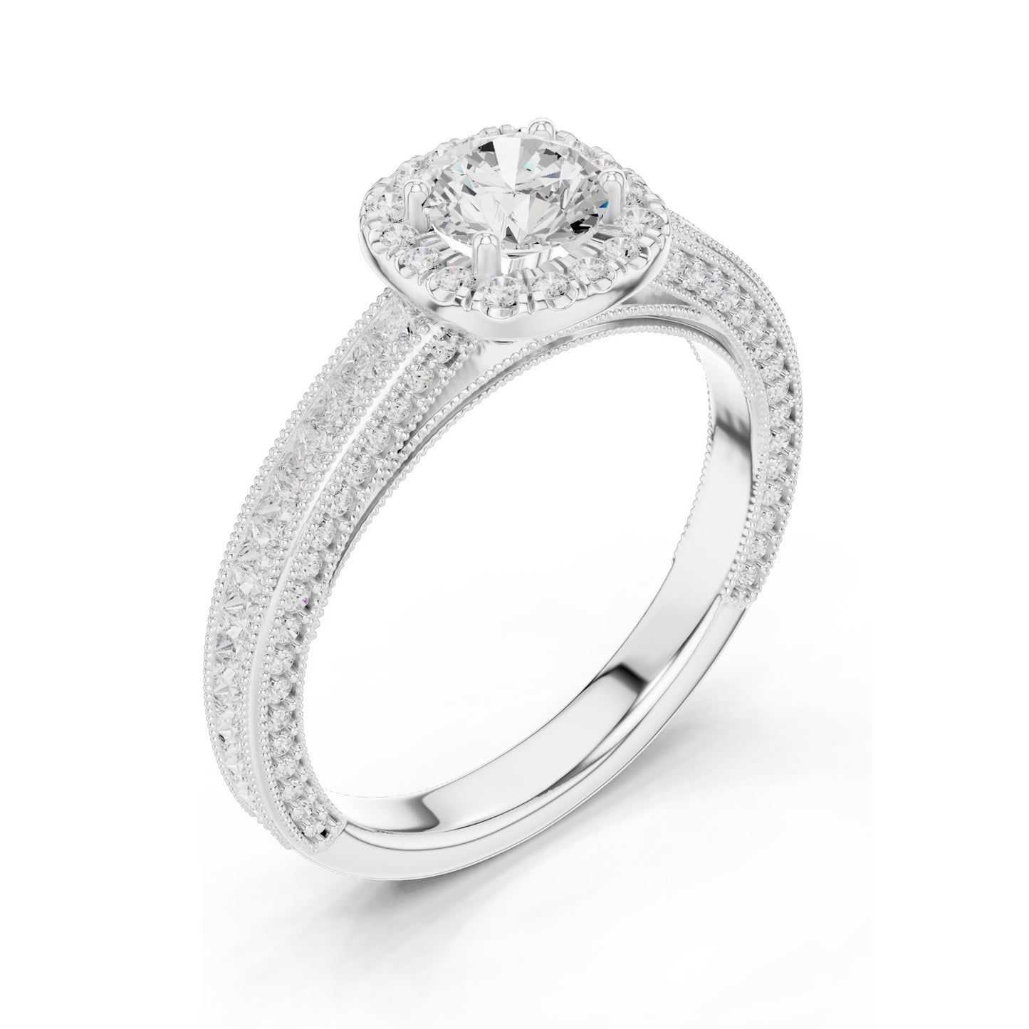 1.57 CT Cushion Cut Lab Diamond Halo Engagement Ring | VVS-VS EF Clarity | 18KT, 14KT, 10KT Gold & 925 Silver | Moissanite & Custom Gold Options