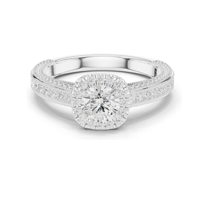 1.57 CT Cushion Cut Lab Diamond Halo Engagement Ring | VVS-VS EF Clarity | 18KT, 14KT, 10KT Gold & 925 Silver | Moissanite & Custom Gold Options