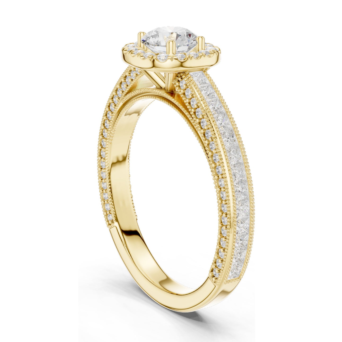 1.57 CT Cushion Cut Lab Diamond Halo Engagement Ring | VVS-VS EF Clarity | 18KT, 14KT, 10KT Gold & 925 Silver | Moissanite & Custom Gold Options