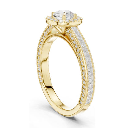 1.57 CT Cushion Cut Lab Diamond Halo Engagement Ring | VVS-VS EF Clarity | 18KT, 14KT, 10KT Gold & 925 Silver | Moissanite & Custom Gold Options