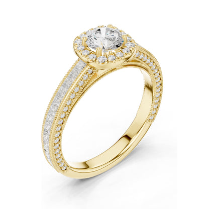 1.57 CT Cushion Cut Lab Diamond Halo Engagement Ring | VVS-VS EF Clarity | 18KT, 14KT, 10KT Gold & 925 Silver | Moissanite & Custom Gold Options