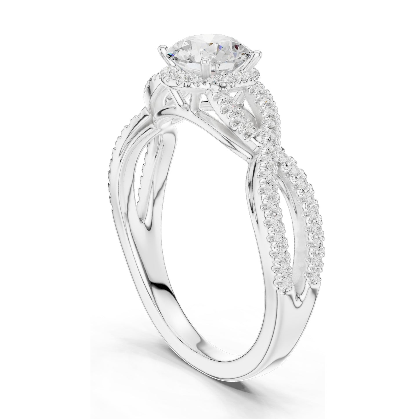 1.22 CT Round Brilliant Cut Lab Diamond Twist Engagement Ring | VVS-VS EF Clarity | 18KT, 14KT, 10KT Gold & 925 Silver | Moissanite & Custom Gold Options