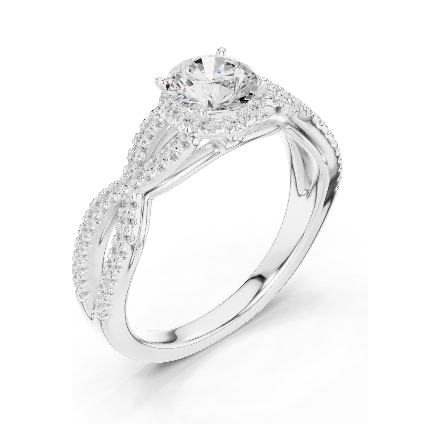 1.22 CT Round Brilliant Cut Lab Diamond Twist Engagement Ring | VVS-VS EF Clarity | 18KT, 14KT, 10KT Gold & 925 Silver | Moissanite & Custom Gold Options
