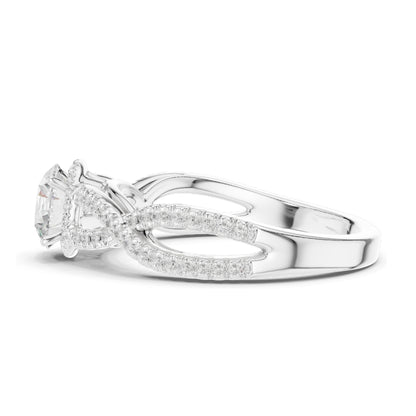 1.22 CT Round Brilliant Cut Lab Diamond Twist Engagement Ring | VVS-VS EF Clarity | 18KT, 14KT, 10KT Gold & 925 Silver | Moissanite & Custom Gold Options