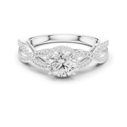 1.22 CT Round Brilliant Cut Lab Diamond Twist Engagement Ring | VVS-VS EF Clarity | 18KT, 14KT, 10KT Gold & 925 Silver | Moissanite & Custom Gold Options