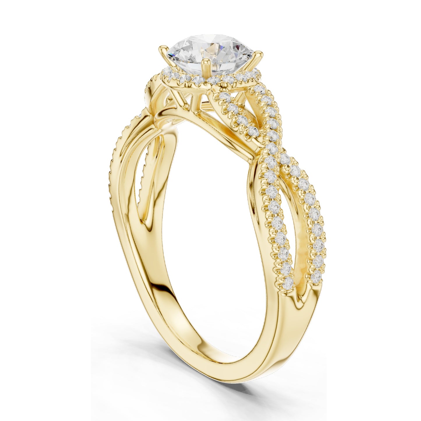 1.22 CT Round Brilliant Cut Lab Diamond Twist Engagement Ring | VVS-VS EF Clarity | 18KT, 14KT, 10KT Gold & 925 Silver | Moissanite & Custom Gold Options