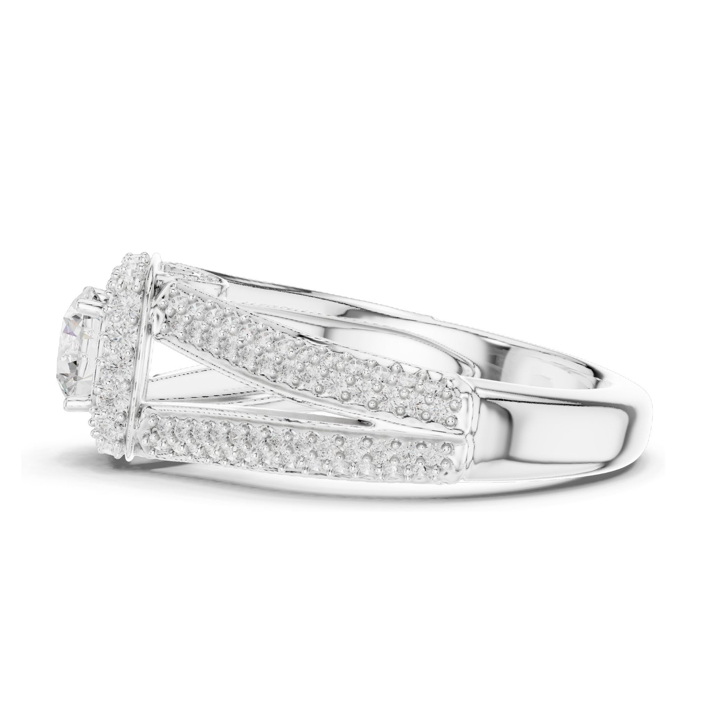 1.64 CT Round Brilliant Cut Lab Diamond Halo Engagement Ring | VVS-VS EF Clarity | 18KT, 14KT, 10KT Gold & 925 Silver | Moissanite & Custom Gold Options