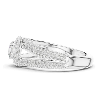 1.64 CT Round Brilliant Cut Lab Diamond Halo Engagement Ring | VVS-VS EF Clarity | 18KT, 14KT, 10KT Gold & 925 Silver | Moissanite & Custom Gold Options