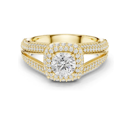 1.64 CT Round Brilliant Cut Lab Diamond Halo Engagement Ring | VVS-VS EF Clarity | 18KT, 14KT, 10KT Gold & 925 Silver | Moissanite & Custom Gold Options