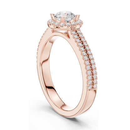 0.888 CT Round Brilliant Halo Lab Diamond Engagement Ring for Women | VVS-VS EF Clarity | 18KT, 14KT, 10KT Gold & 925 Silver | Moissanite Option | Rose, Yellow, White Gold