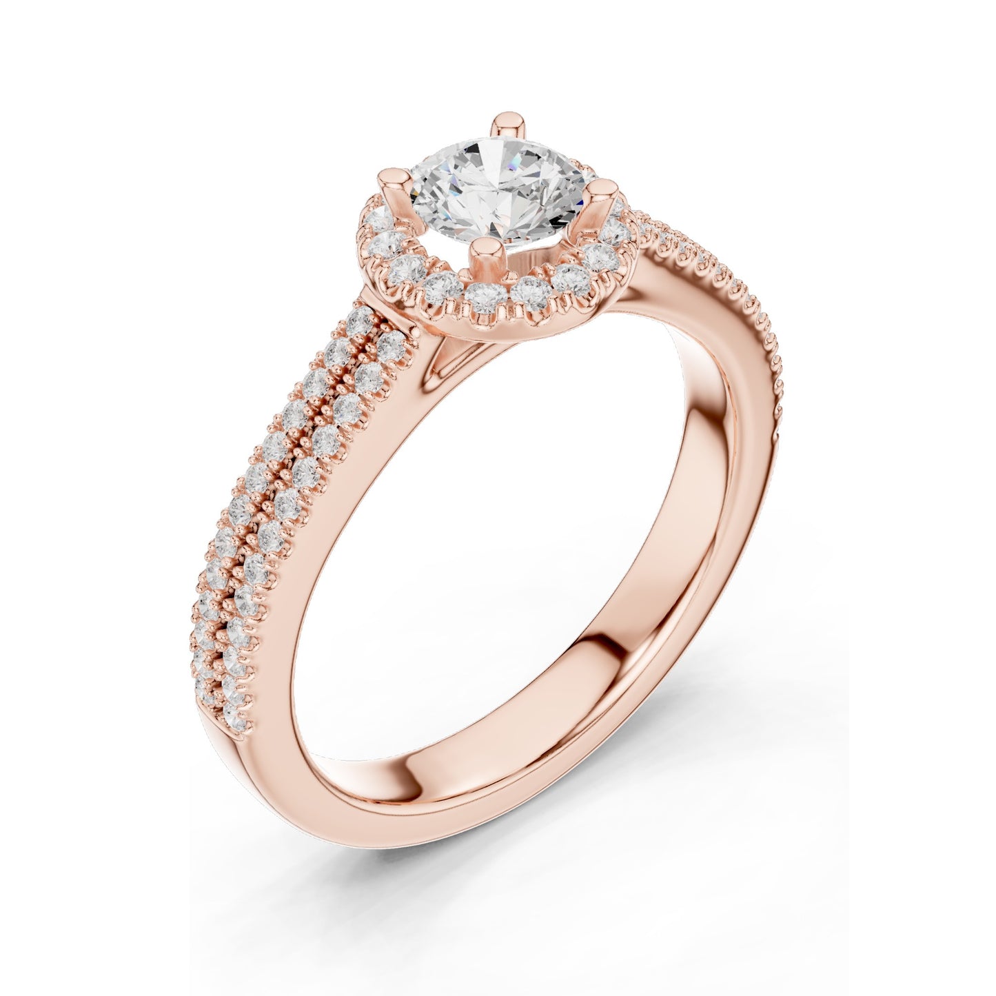 0.888 CT Round Brilliant Halo Lab Diamond Engagement Ring for Women | VVS-VS EF Clarity | 18KT, 14KT, 10KT Gold & 925 Silver | Moissanite Option | Rose, Yellow, White Gold