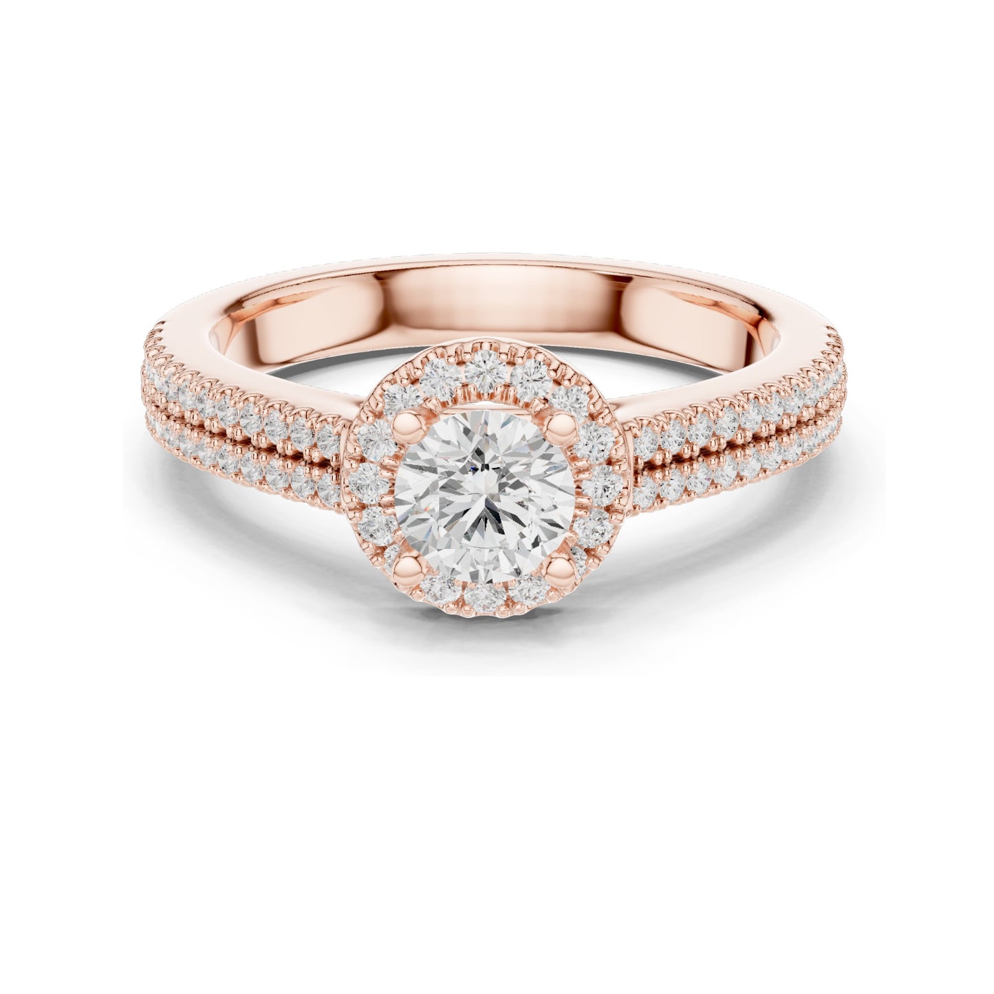 0.888 CT Round Brilliant Halo Lab Diamond Engagement Ring for Women | VVS-VS EF Clarity | 18KT, 14KT, 10KT Gold & 925 Silver | Moissanite Option | Rose, Yellow, White Gold
