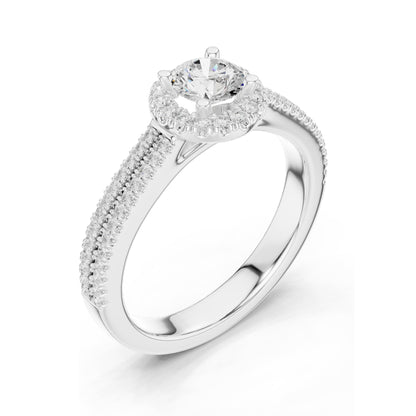 0.888 CT Round Brilliant Halo Lab Diamond Engagement Ring for Women | VVS-VS EF Clarity | 18KT, 14KT, 10KT Gold & 925 Silver | Moissanite Option | Rose, Yellow, White Gold