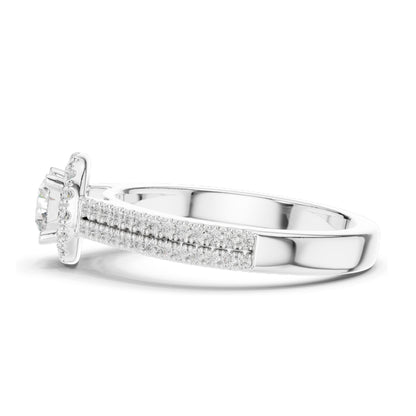 0.888 CT Round Brilliant Halo Lab Diamond Engagement Ring for Women | VVS-VS EF Clarity | 18KT, 14KT, 10KT Gold & 925 Silver | Moissanite Option | Rose, Yellow, White Gold