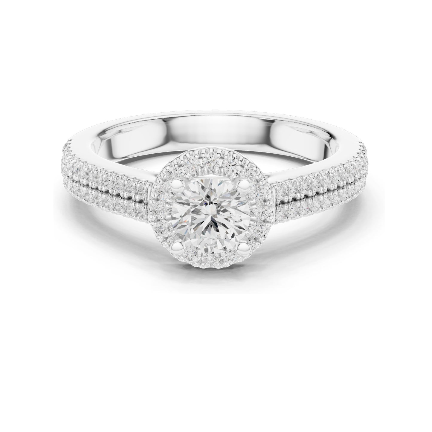0.888 CT Round Brilliant Halo Lab Diamond Engagement Ring for Women | VVS-VS EF Clarity | 18KT, 14KT, 10KT Gold & 925 Silver | Moissanite Option | Rose, Yellow, White Gold