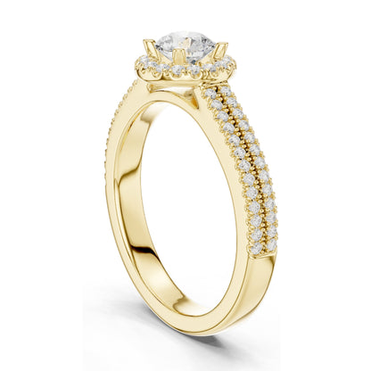 0.888 CT Round Brilliant Halo Lab Diamond Engagement Ring for Women | VVS-VS EF Clarity | 18KT, 14KT, 10KT Gold & 925 Silver | Moissanite Option | Rose, Yellow, White Gold