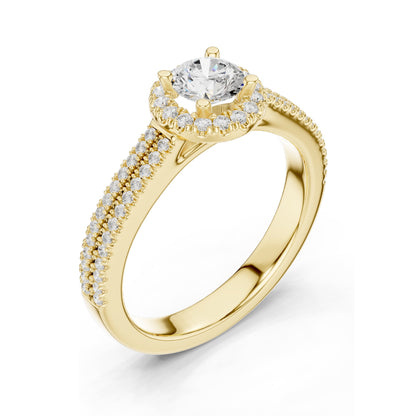 0.888 CT Round Brilliant Halo Lab Diamond Engagement Ring for Women | VVS-VS EF Clarity | 18KT, 14KT, 10KT Gold & 925 Silver | Moissanite Option | Rose, Yellow, White Gold