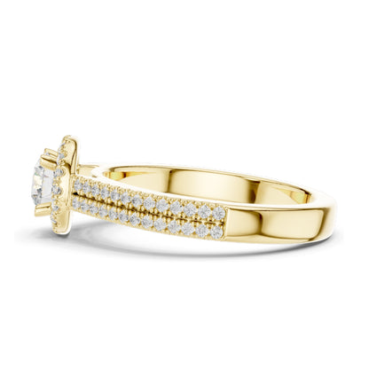 0.888 CT Round Brilliant Halo Lab Diamond Engagement Ring for Women | VVS-VS EF Clarity | 18KT, 14KT, 10KT Gold & 925 Silver | Moissanite Option | Rose, Yellow, White Gold