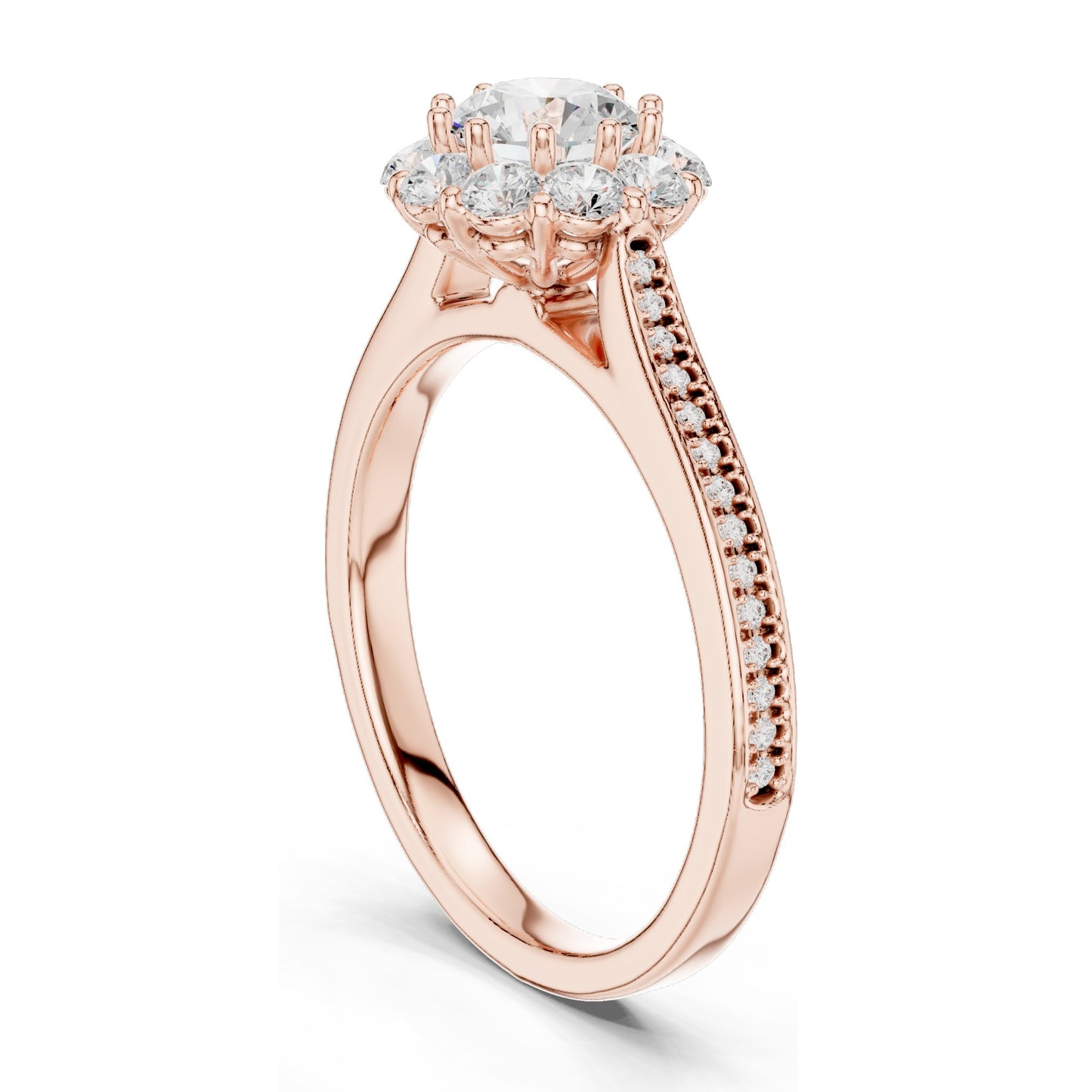 1.318 CT Round Brilliant Halo Lab Diamond Engagement Ring for Women | VVS-VS EF Clarity | 18KT, 14KT, 10KT Gold & 925 Silver | Moissanite Option | Rose, Yellow, White Gold