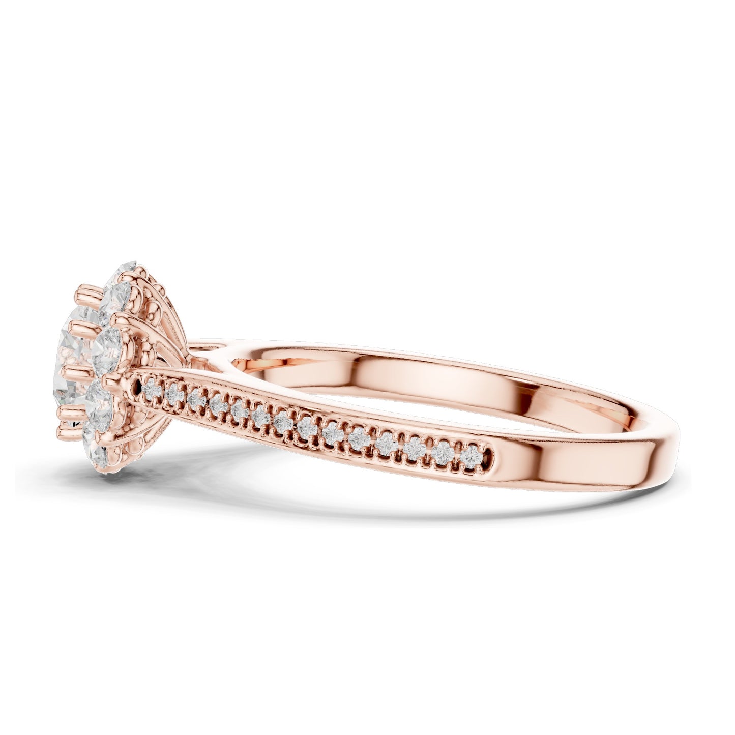 1.318 CT Round Brilliant Halo Lab Diamond Engagement Ring for Women | VVS-VS EF Clarity | 18KT, 14KT, 10KT Gold & 925 Silver | Moissanite Option | Rose, Yellow, White Gold