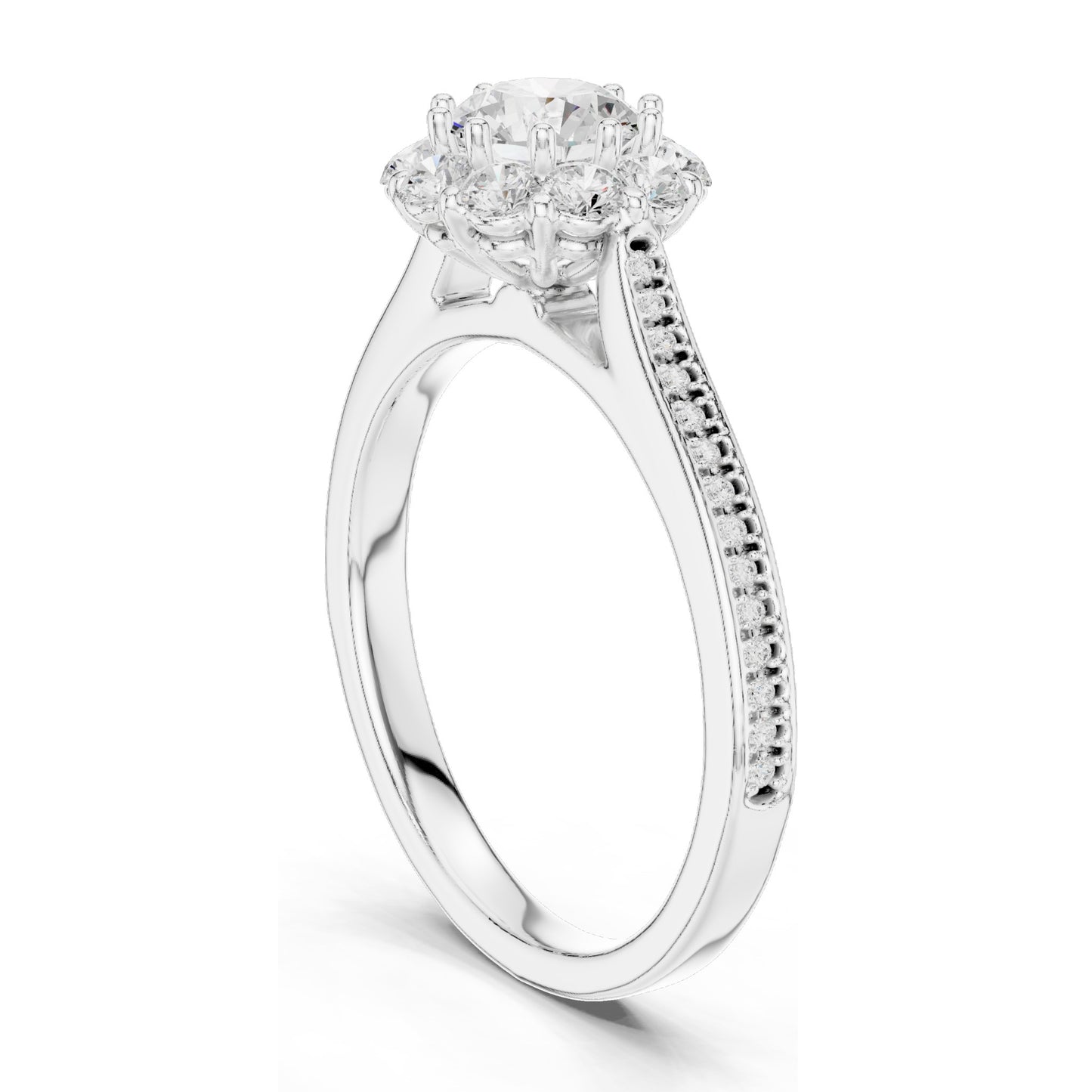 1.318 CT Round Brilliant Halo Lab Diamond Engagement Ring for Women | VVS-VS EF Clarity | 18KT, 14KT, 10KT Gold & 925 Silver | Moissanite Option | Rose, Yellow, White Gold