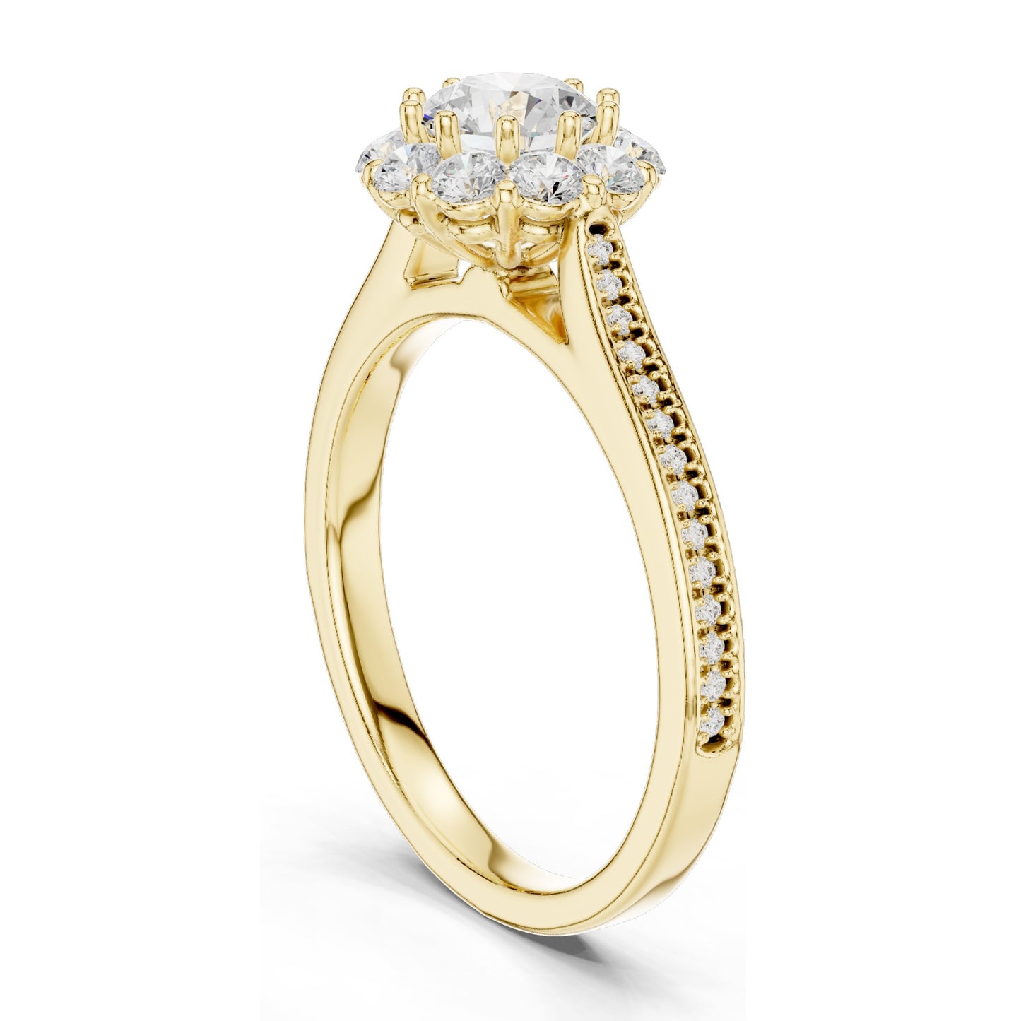 1.318 CT Round Brilliant Halo Lab Diamond Engagement Ring for Women | VVS-VS EF Clarity | 18KT, 14KT, 10KT Gold & 925 Silver | Moissanite Option | Rose, Yellow, White Gold