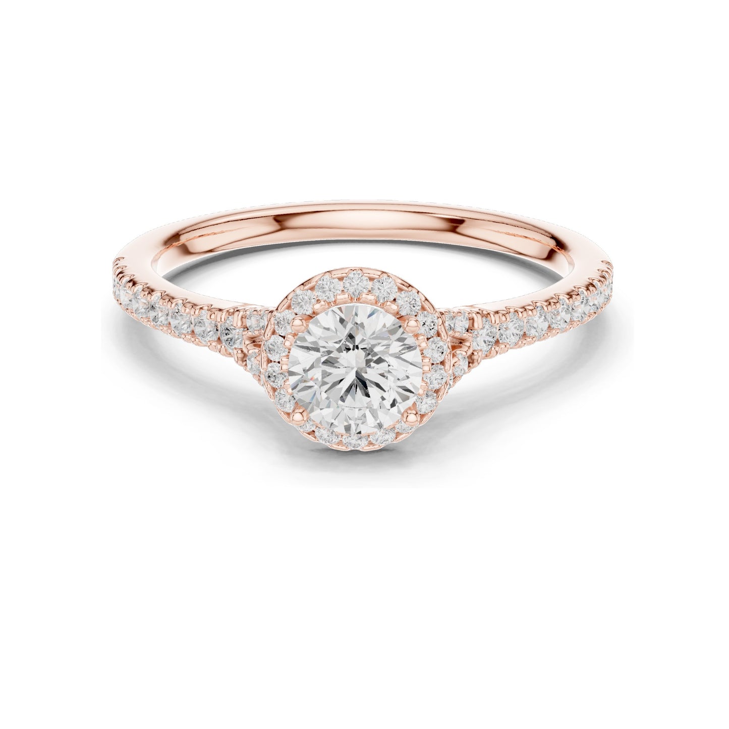 0.828 CT Round Brilliant Halo Lab Diamond Engagement Ring for Women | VVS-VS EF Clarity | 18KT, 14KT, 10KT Gold & 925 Silver | Moissanite Option | Rose, Yellow, White Gold
