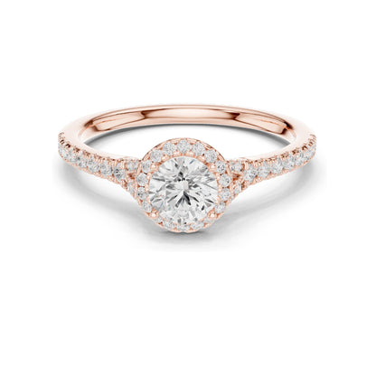 0.828 CT Round Brilliant Halo Lab Diamond Engagement Ring for Women | VVS-VS EF Clarity | 18KT, 14KT, 10KT Gold & 925 Silver | Moissanite Option | Rose, Yellow, White Gold