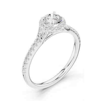 1.124 CT Round Brilliant Lab Diamond Halo Engagement Ring | VVS-VS EF Clarity | 18KT, 14KT, 10KT Gold & 925 Silver | Moissanite & Rose, Yellow, White Gold Options