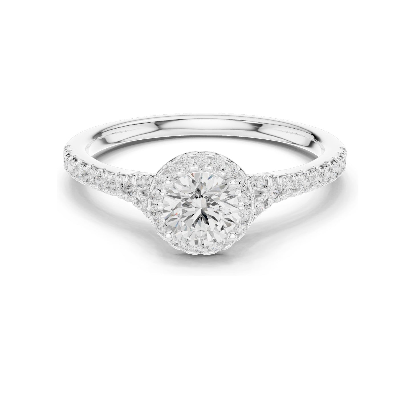 0.828 CT Round Brilliant Halo Lab Diamond Engagement Ring for Women | VVS-VS EF Clarity | 18KT, 14KT, 10KT Gold & 925 Silver | Moissanite Option | Rose, Yellow, White Gold